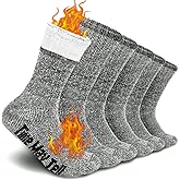 Time May Tell Mens Merino Wool Hiking Cushion Socks Thermal Warm Crew Winter Boot Socks Pack (2/4 Pair,6-13 Size)
