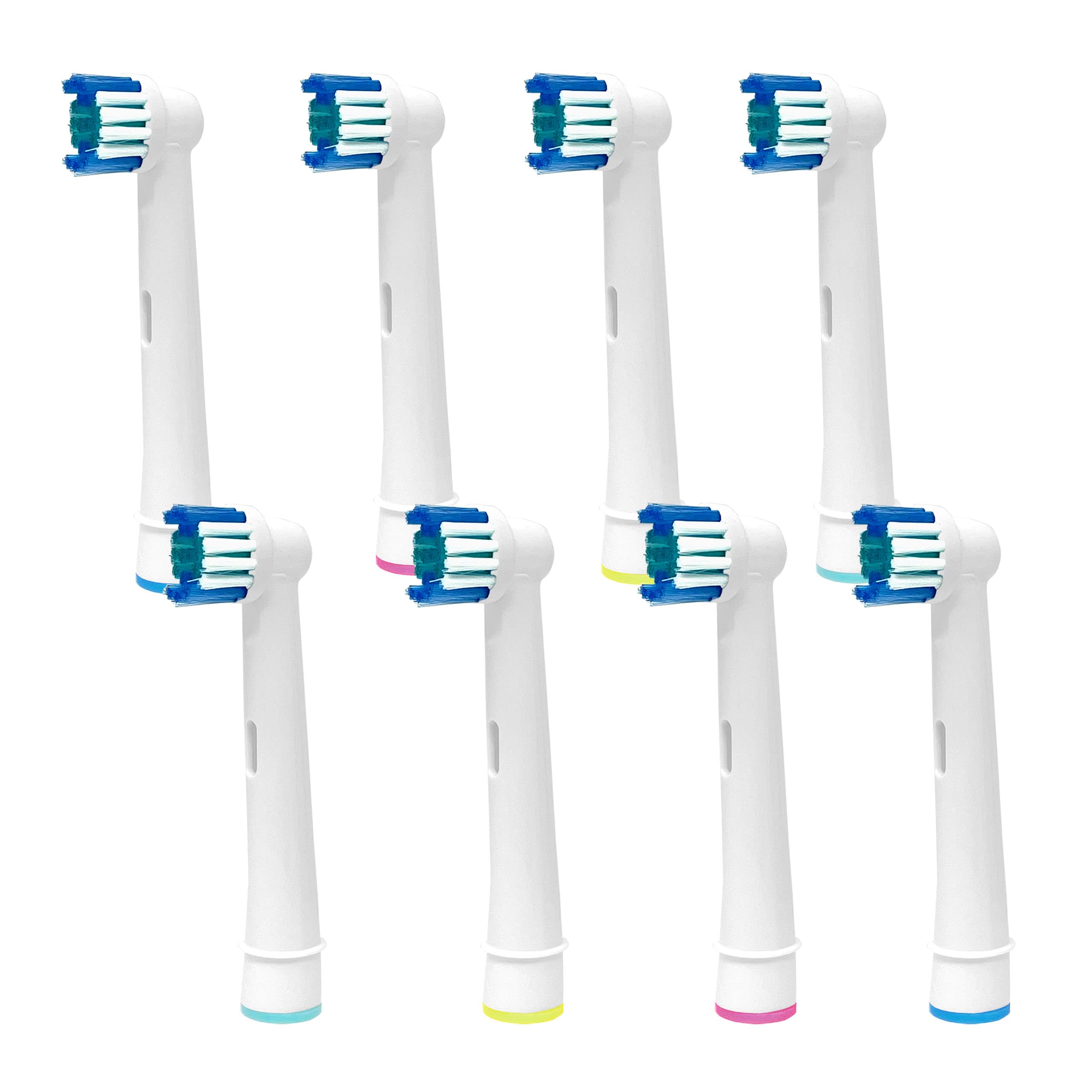 Replacement Toothbrush Heads 8 Pack, Compatible with Oral B Braun Electric Toothbrush, Dupont Bristles, Color Coded Rings, White