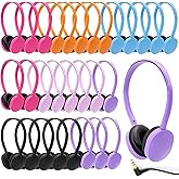 Anrgterg 30 Pack Kids Headphones Bulk for School, Multi Color Wired Kids Classroom Headphones Adjustable with 3.5 mm Jack for School Library Students Children Teens and Adult