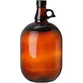 Dicunoy 1 Gallon Glass Jugs, Amber Fermenting Bottle with Seal Lid, 128oz Watter Bottle with Handle for Kombucha, Beer, Juice, Milk, Limoncello, Home Decoration, Change Jar, Farmhouse Flower Vase