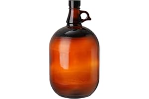 Dicunoy 1 Gallon Glass Jugs, Amber Fermenting Bottle with Seal Lid, 128oz Watter Bottle with Handle for Kombucha, Beer, Juice, Milk, Limoncello, Home Decoration, Change Jar, Farmhouse Flower Vase