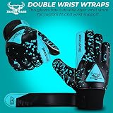 BEAST RAGE Kids Goalkeeper Gloves Aqua Size 4 Dual Wrist Support Grip Palm view 3