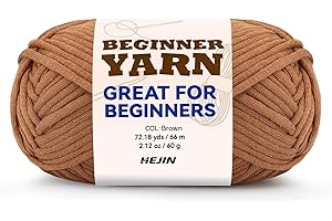 HEJIN 60g Brown Yarn for Crocheting and Knitting;66m (72yds) Cotton Yarn for Beginners with Easy-to-See Stitches;Worsted-Weight Medium #4;Cotton-Nylon Blend Yarn for Beginners Crochet Kit Making