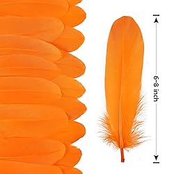 THARAHT 120pcs Orange Goose Feathers Natural Bulk