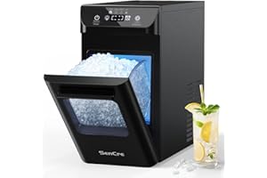SenCre Nugget Ice Maker 44lbs/Day Countertop Ice Maker, Ice Makers with Self-Cleaning & Timer, One-Click Operation, Chewable Ice Pebble Ice Maker Machine with Scoop&Basket for Home/Kitchen/Office