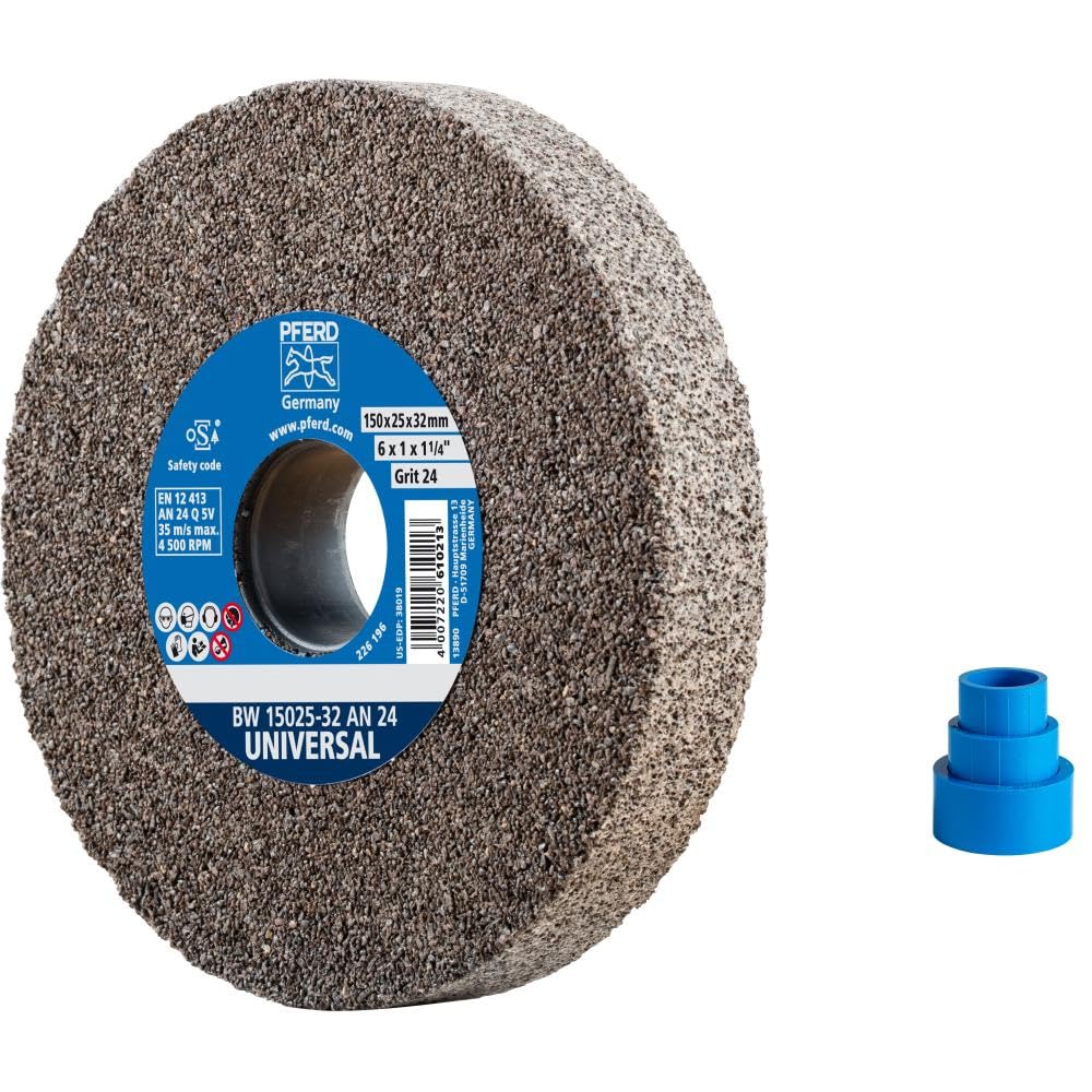 PFERD Grinding Disc 150 x 25 x 32 mm Universal Design 24 Grain Normal Corundum 39008426 – Universal Sanding Disc with Integrated Reducing Sleeves (25/20/16 mm)
