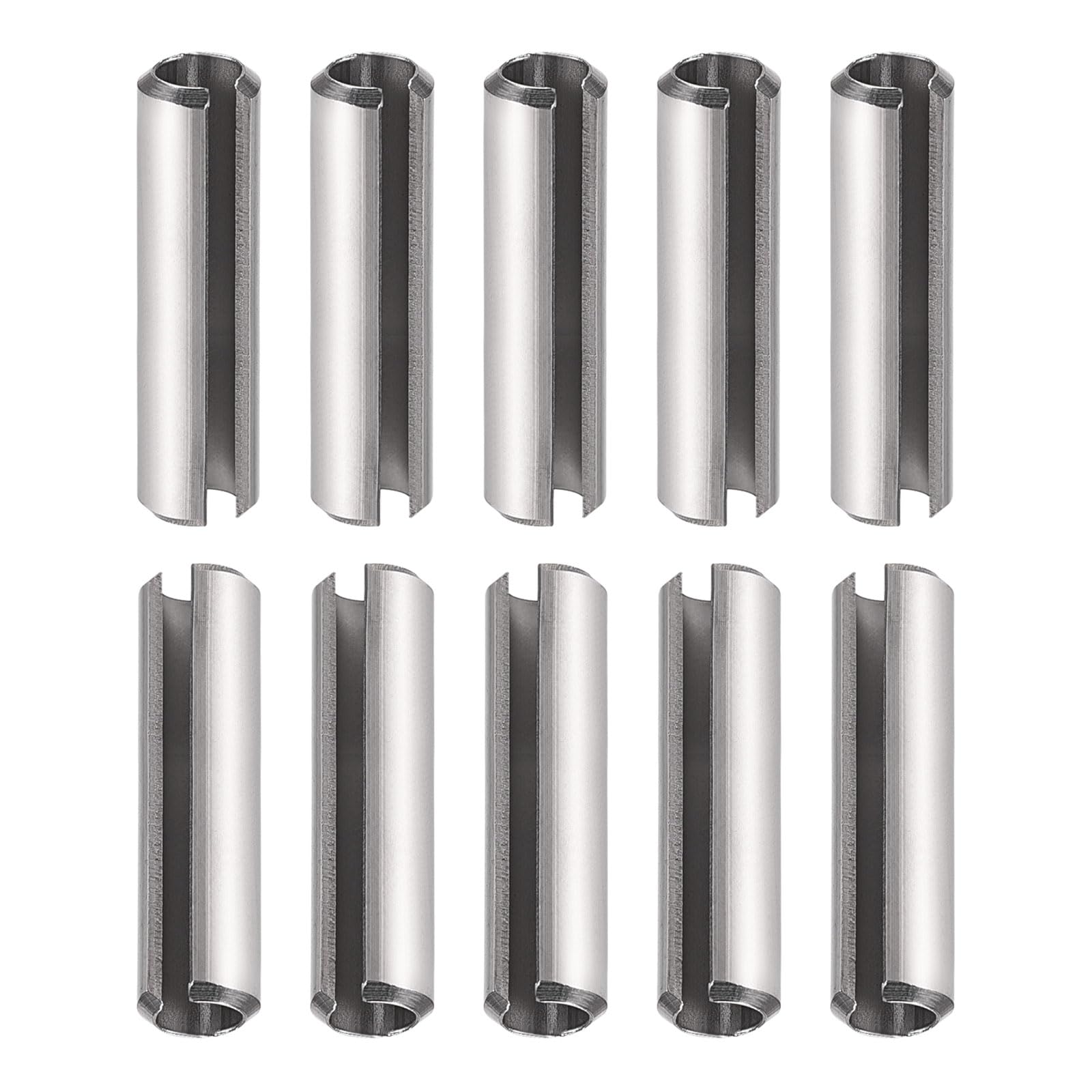 DTGN 6mmx30mm(DxL) Slotted Spring Pin - 10Pack - Good for Home Machine Fastener - Stainless Steel Spring Dowel Tension Roll Pin - Silver