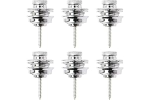 6Pcs Yootones Guitar Strap Locks Flat Round Head Heavy Duty Metal Button Security Straplock Compatible with Electric Acoustic Guitar, Bass, Ukulele (Silver)