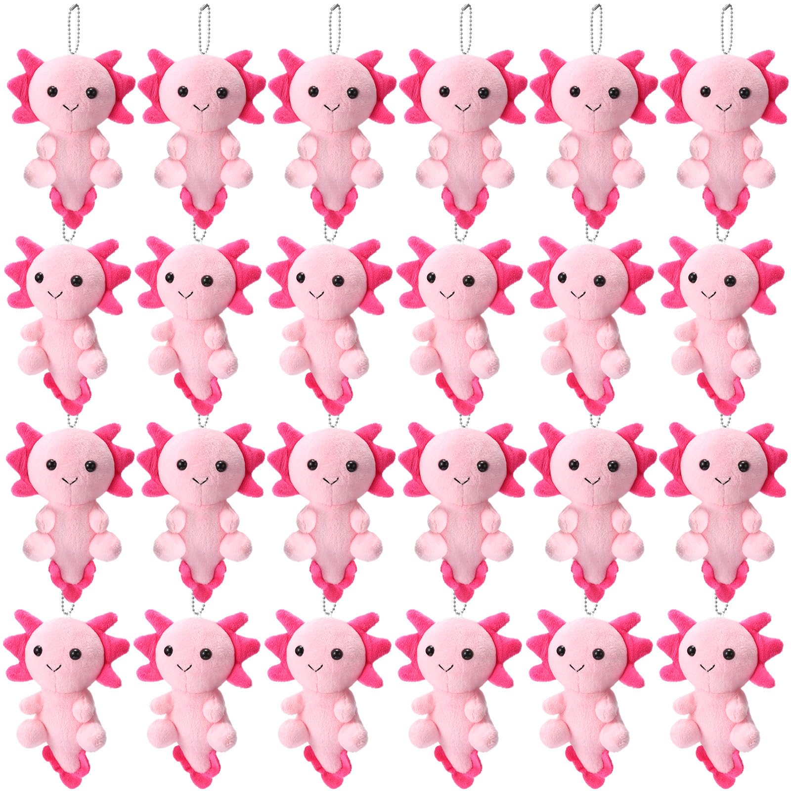 Photo 1 of Blueweenly 24 Pcs Axolotl Keychains Plush Toys, 4 Inch Kawaii Cute Axolotls Stuffed Animal for Boys Girls, Kids Doll Ornament for Kindergarten Classroom Prizes Birthday Gifts Party Favors(Pink)