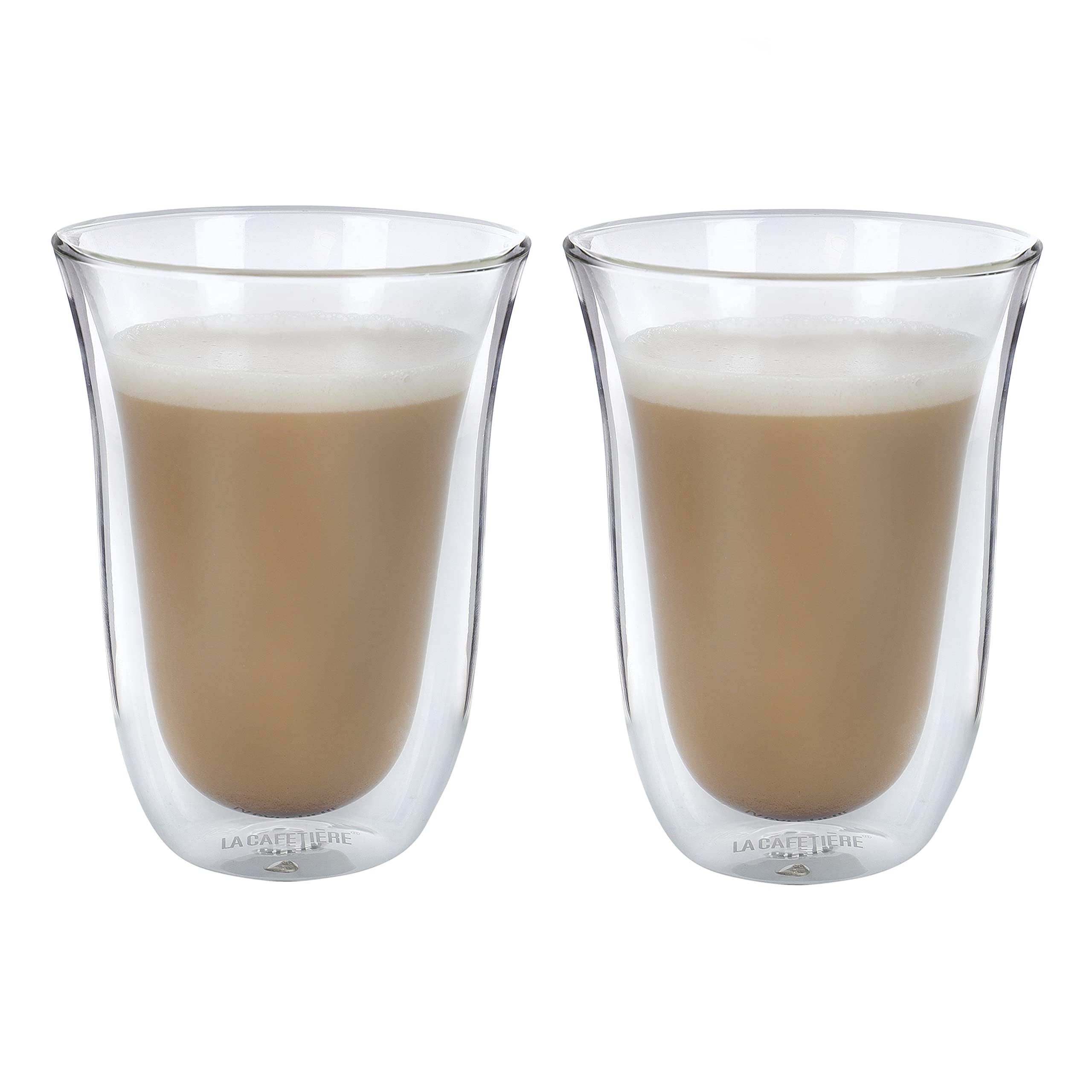 La Cafetière Double Walled Glass Latte Mugs, Set of 2 Heat Resistant Glass Coffee Cups for Coffee, Latte, Cappuccino or Tea, 300ml, Clear