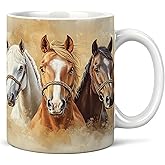 DEQSX Horse Mug 11 oz, Horse Gifts for Women Men, Gifts for Horses Lovers Coffee Cups Ceramic, Animal Lover Gift Ceramic Mug for Coffee Tea Hot Cocoa Home Office Work