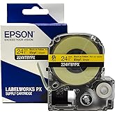 LABELWORKS 224VTBYPX Tape Cartridge - Black on Yellow Flexible and Durable Vinyl Industrial Label Maker Tape - 1" (24MM) Wide, 22.9 ft