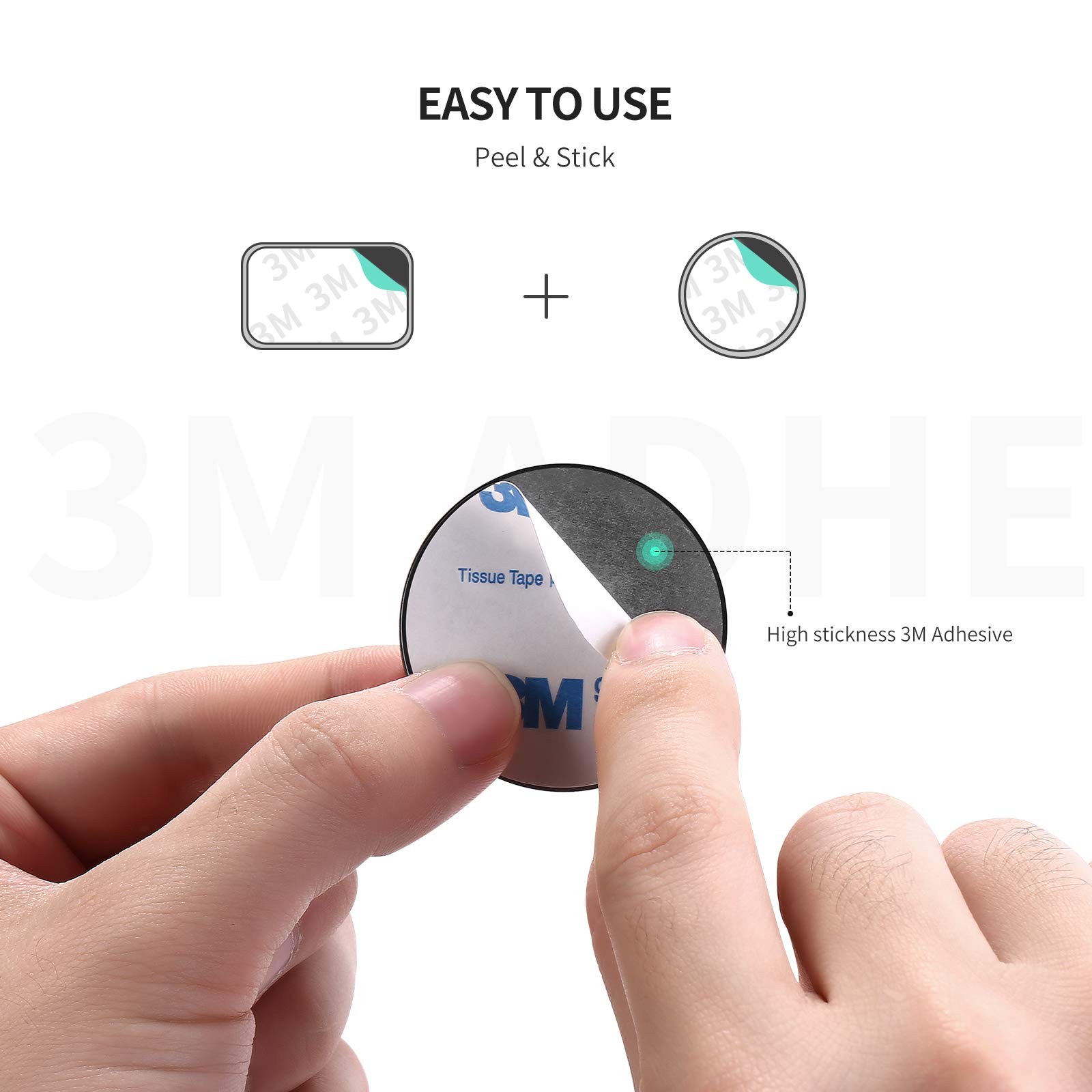 UGREEN Metallplatte für Magnet KFZ Handy Halterung Metallplättchen selbstklebend Handyhalterung Metall Platte für Handy Magnethalterung 3M Kleber KFZ Handyhalter Magnet 4 Stück 2 Rund und 2 Rechteckig 3