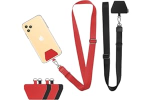 Doormoon Phone Lanyard, Universal Neck Strap with Patch for Phone Case Wallet Tether Key Chain ID Badge Holder for Most Smartphones, 2 Pack, Black Red