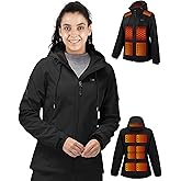 QOPOYU Heated Jacket for Women with Βαtterγ Pack, Winter Outdoor Soft Shell Windproof Women's Heated Jacket Coat Slim Fit