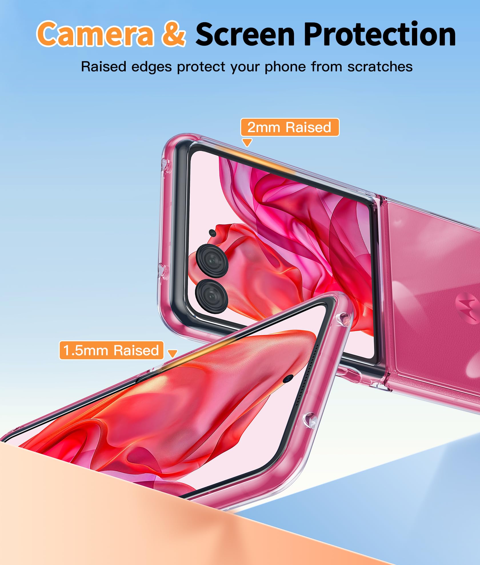 FNTCASE for Motorola Razr-Plus-2024/2025 Case: Shockproof Scratch Resistant Phone Cases for Moto Razr 50/60 Ultra Thin Foldable TPU Military Grade Hard Drop Protection Rugged Cover Crystal Clear