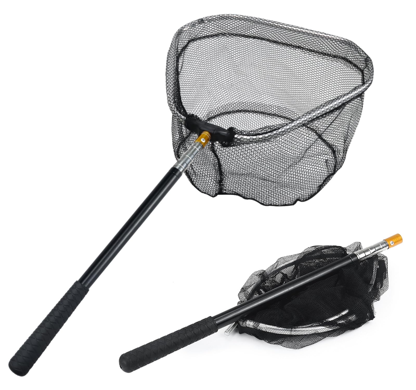 Fishing Net 70" Telescopic Foldable Fishing Landing Net Extendable Long Handle Catching Releasing Nets Fishing Accessories Butterfly Fish Shrimp Catcher for Outdoor Beach Garden Exploration (Triangle)