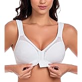 Lemorosy Women's Full Coverage Plus Size Front Closure Posture Back Non-Padded Wireless Support Minimizer Bra