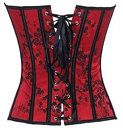 Blidece Womens Floral Pattern Lace Trim Corset Top