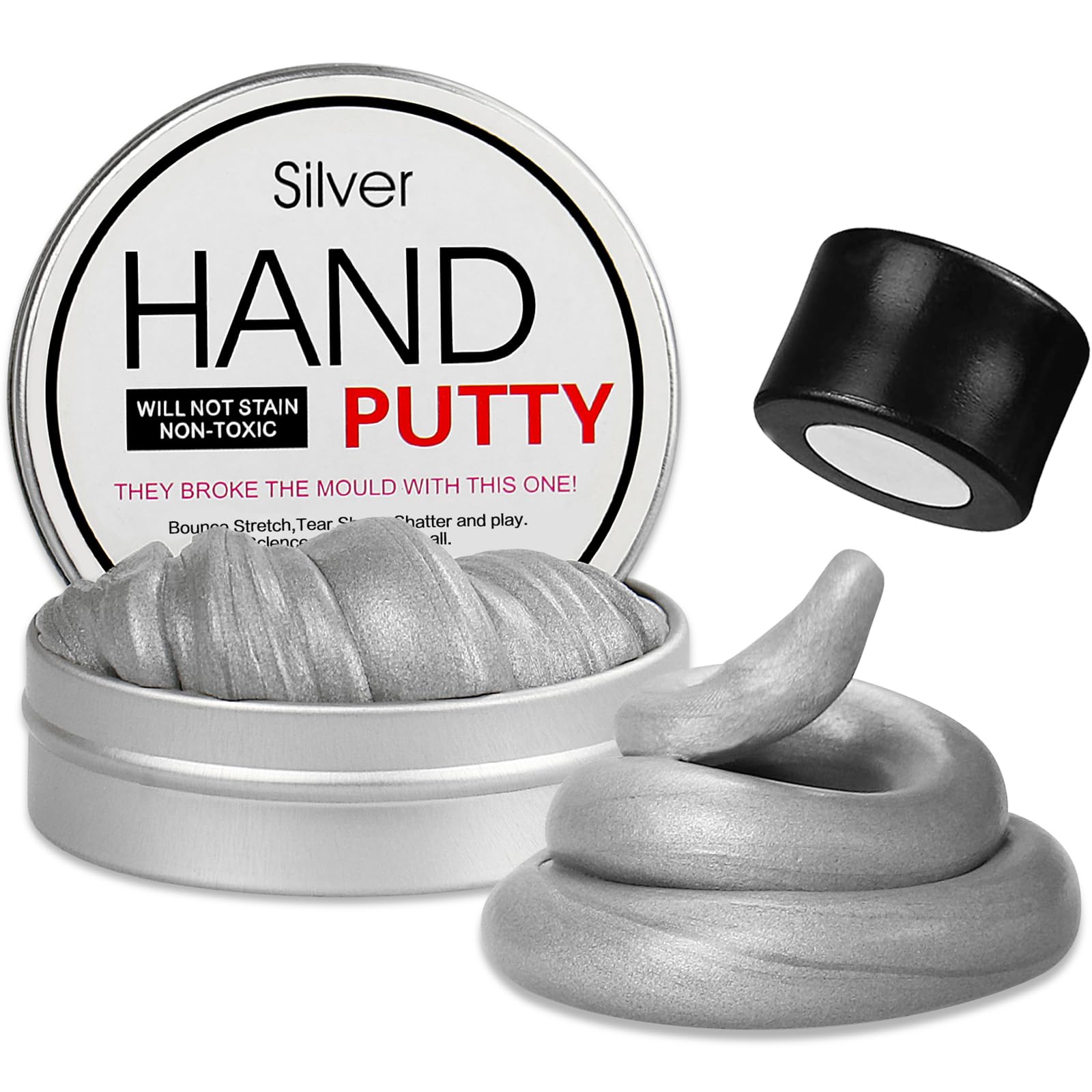 Photo 1 of Arfun Magnetic Slime Putty, Soft Magic Slime Hand Therapy Putty Fidget Game Stress Relief Thinking Educational Toy with Upgraded Magnet Gift for Boys Girls Adults (Silver)