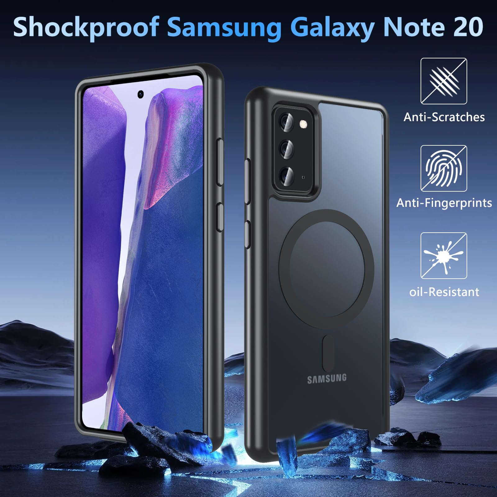 OWKEY Case for Samsung Galaxy Note 20,Magnetic Galaxy Note 20 Phone Case [Compatible with MagSafe] Anti-Fingerprint Translucent Matte Shockproof Protective Case for Samsung Note 20 (Black)