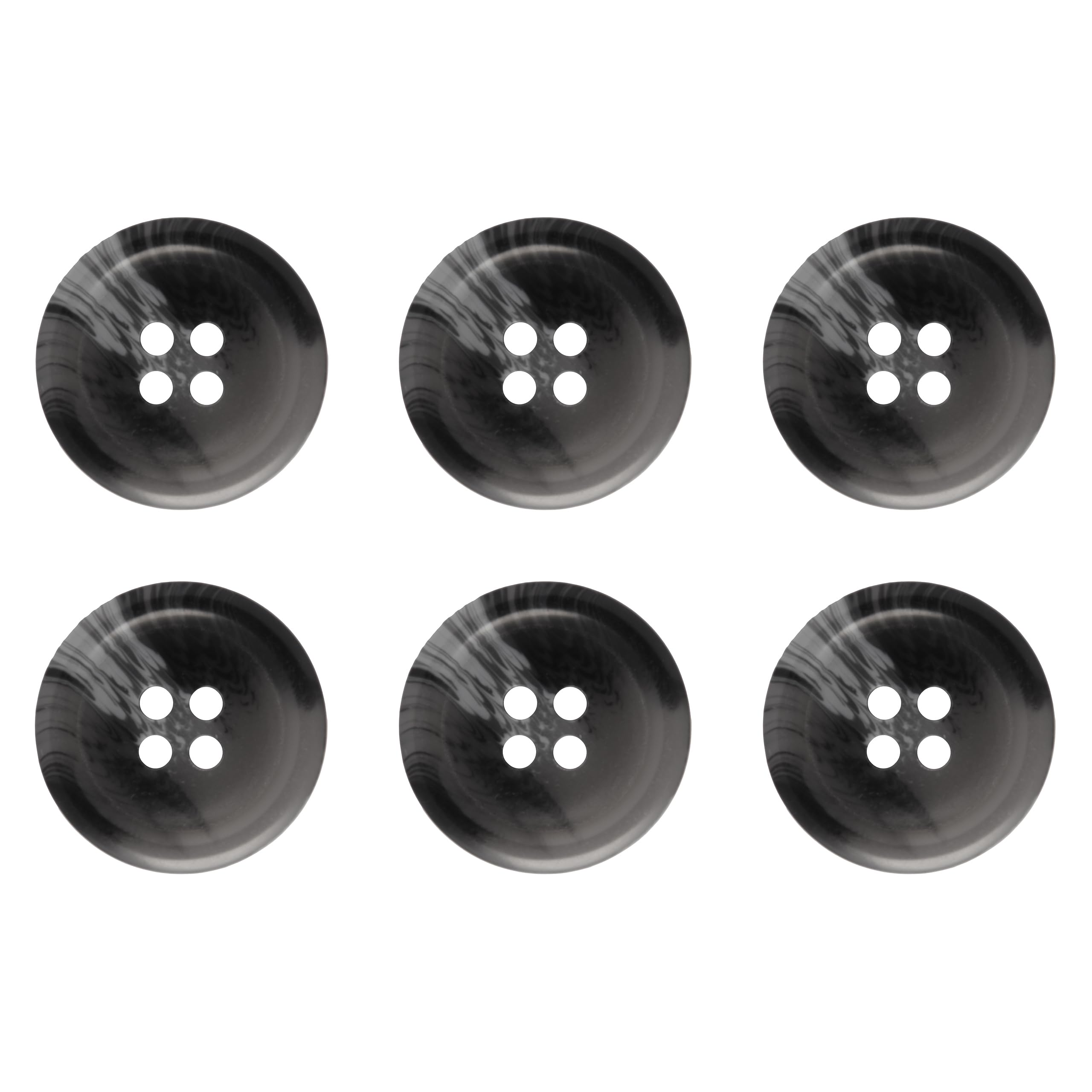 Pack of 6 Grey 20mm Round Faux Horn Sew On Plastic Buttons for Coats Jackets Cardigans Flat 4 Holes 32L
