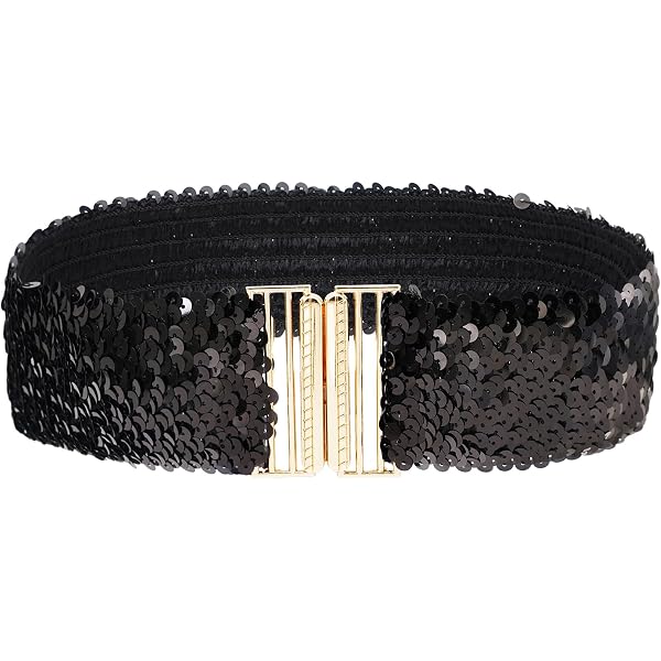 ANNULOYA Plus Size Women Rhinestones Stretch Belt with Chain  display picture 1