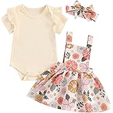 Mubineo Baby Girl Clothes Summer Cute Skirt Outfits Short Sleeve Romper Floral Overall Skirt Dress Infant Newborn Outfit