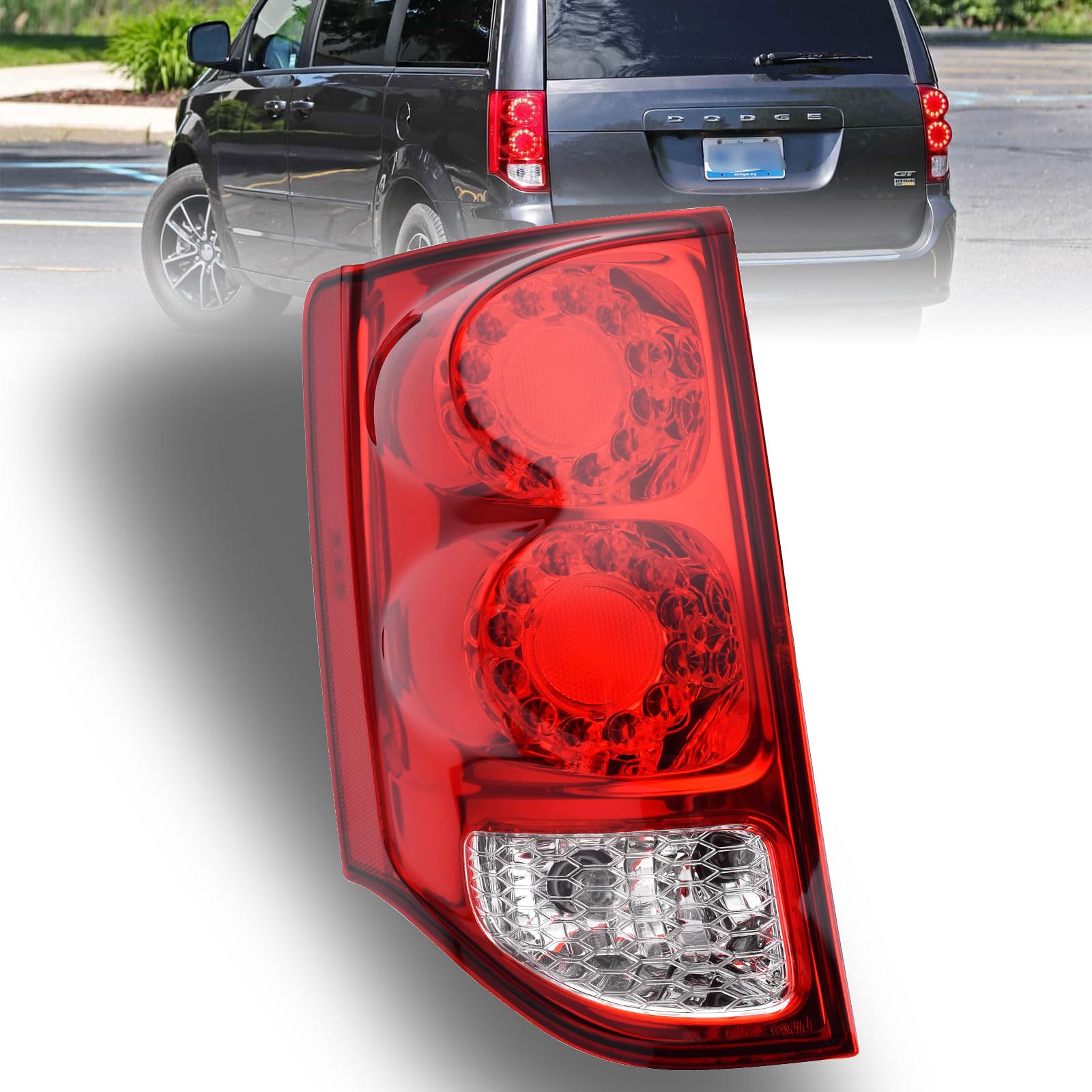 Photo 1 of Nakuuly Tail Light Compatible With 2011-2020 Dodge Grand Caravan Left Driver Side LED Taillight Rear Lamp Brake Signal Assembly with Bulb # ?5182535AF CH2800199