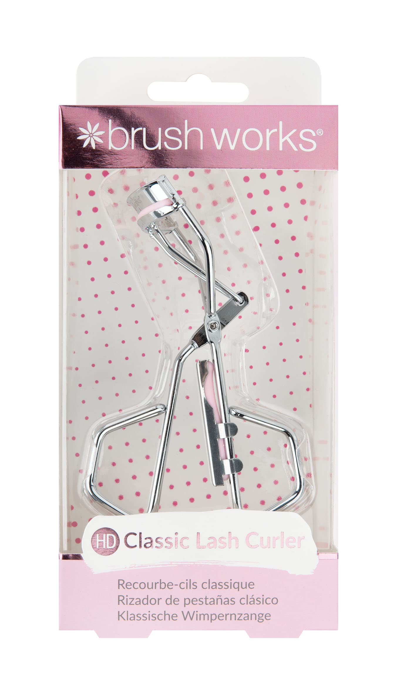 Brushworks Classic Lash Curler – Stainless Steel Precision Eyelash Curler with Soft Silicone Pads & Replacement Pad, Lash Curling Tool for All Eye Shapes & Salon-Style Results