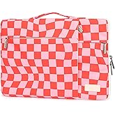 SANFAN 360° Protective Laptop Sleeve Case Bag with 3 Pockets,Handle,Luggage Strap for MacBook Pro 14 inch and 14 inch-14.4 inch Screen Laptop(Grid)