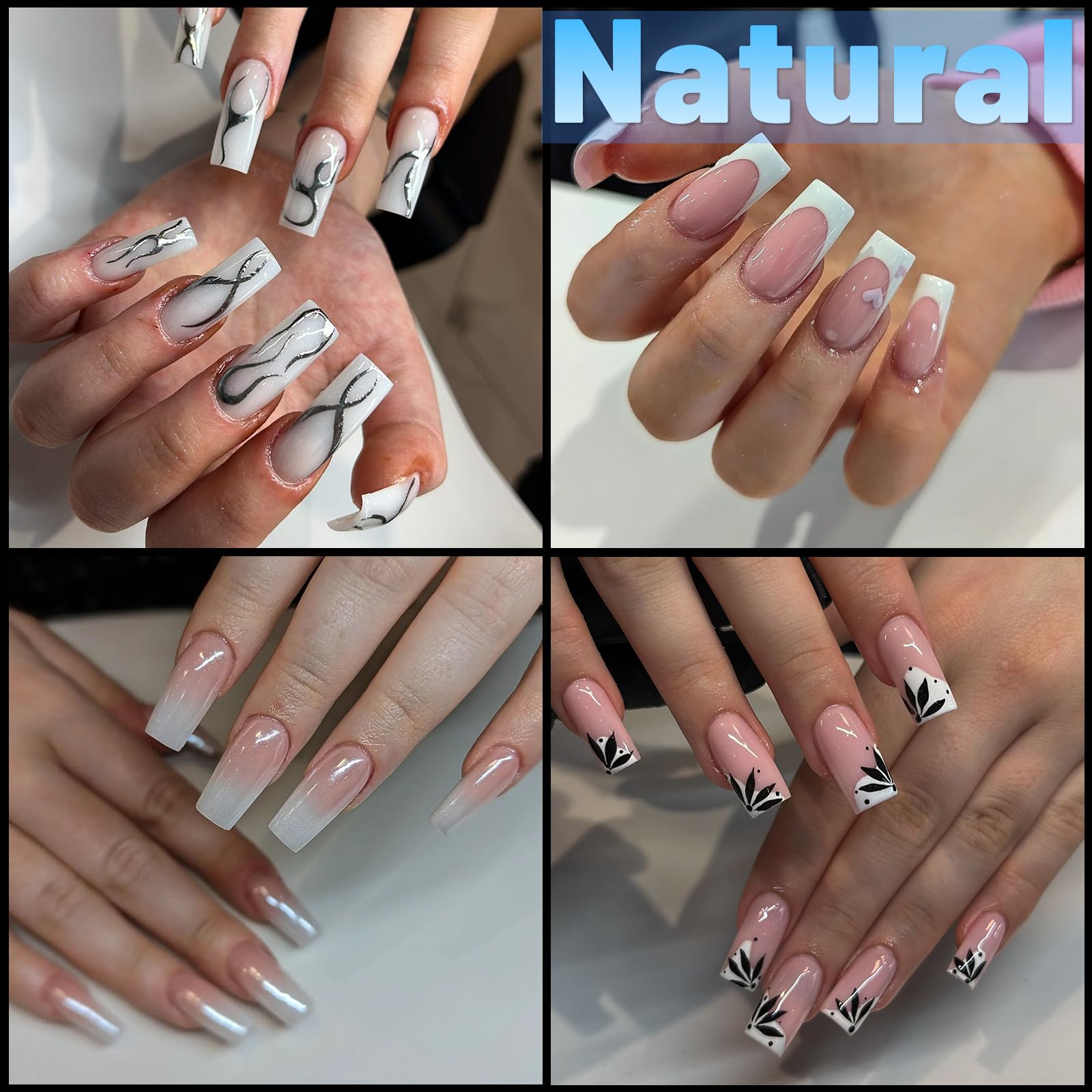 Lifextol 240pc Square Gel Nail Tips Medium Fake Nails for Press on Nails Clear Acrylic Nails Tips, 12 Size Full Cover Nail tips Square Soft Gel Nail Tips False Nails Extension Artificial Fingernails - Image 2