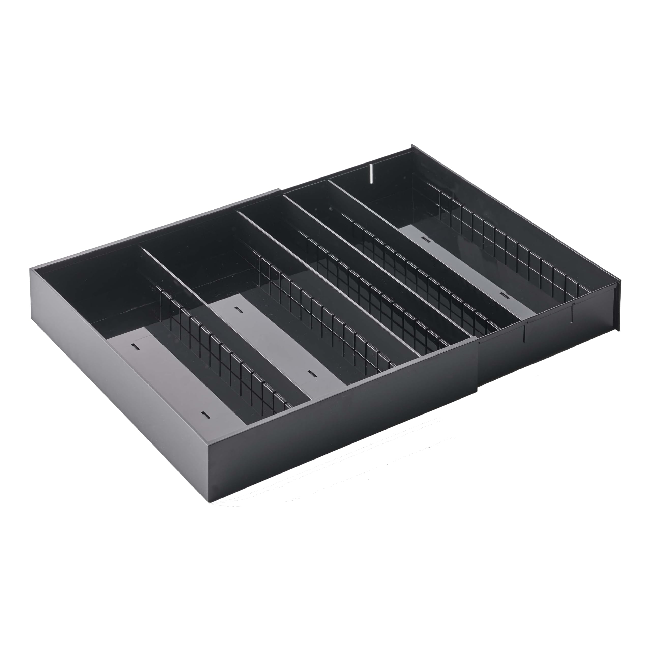 YAMAZAKI 5416 TOWER Extendable Diagonal Cutlery Tray, black, ABS Resin/PS Resin, Minimalist, 30～47.5 x 35 x 5.5 cm