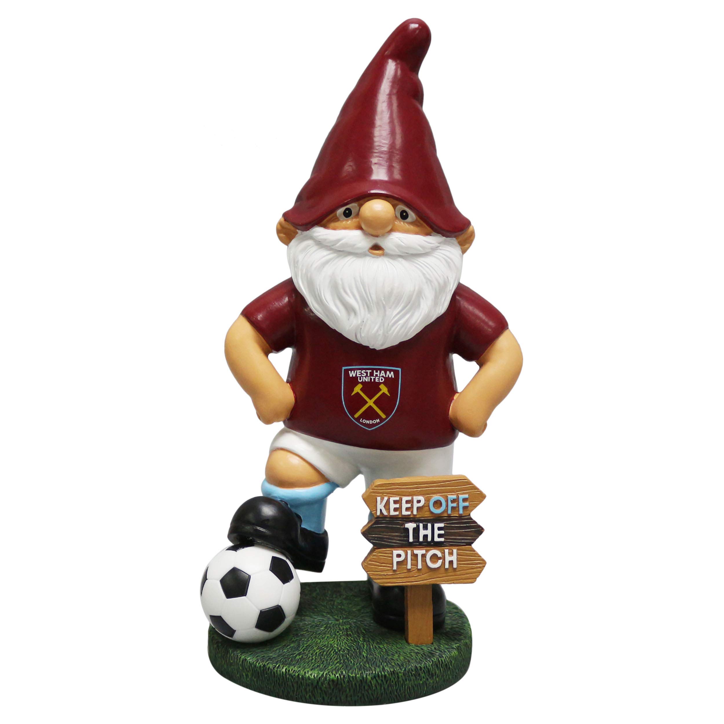 FOCO EPL West Ham United Football Premier League Championship Keep Off The Pitch Garden Gnome Ornament Indoor/Outdoor… — image 1