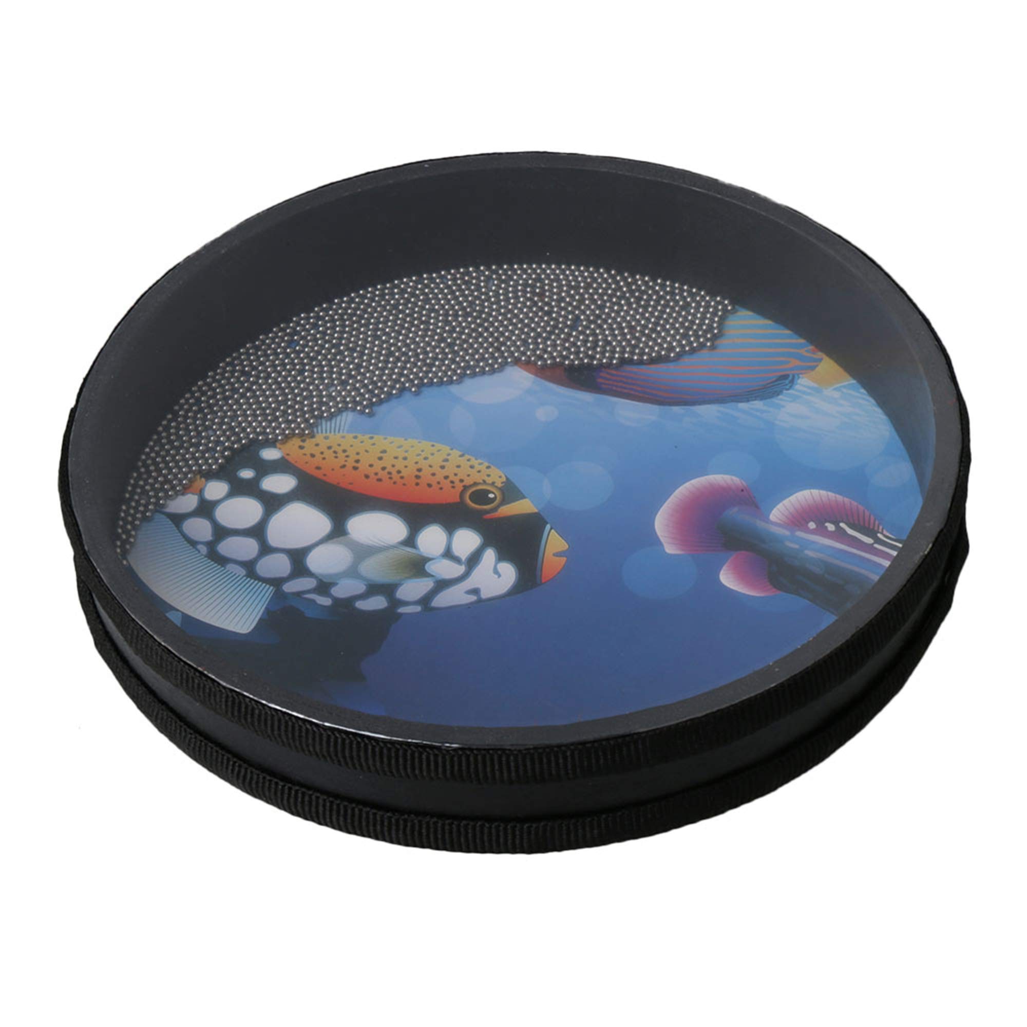 Yibuy Wave Bead Ocean Drum Percussion with Fish Patton 10 inch