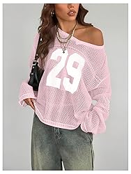 BEAUDRM Women's Number Letter Graphic Sweater