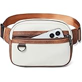 Leresas 2L Fanny Packs for Women Everywhere Belt Bag Chic Waist Pack Bag Crossbody Purse Faux Leather Travel Cycling Beige