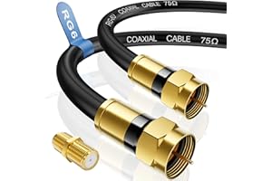 Nixsto RG6 Coaxial Cable, 3FT 6FT 10FT 15FT 25FT 50FT 100FT Coax Cable Cord with Gold F-Type Connector, High Speed Internet, Digital TV Aerial for HDTV, Satellite, Antenna, Modem with Extender- 1.5ft