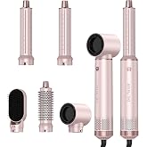 Dryhsip 5 in 1 Hair Styler &amp; Wrap Air Curler, Low-Speed Hair Tools (Pink) | Negative Ionic Hair Brush Drying, Professional Blow Dryer Brush for Curling Volumizing Straightening Styling