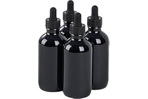 SprayDroplet 4 Pcs, 4oz Dropper Bottle, Glass Leakproof Tincture Bottles with Dropper, Black Reusable Eye Dropper Bottle, for All Kinds of Liquids (Black, 4oz-4pcs)