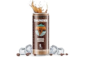Thunder Coffeemilk - 11 oz Aussie Style Cold-Brewed Canned Coffee (Latte), Convenient Coffee Can for Grab & Go, Natural Protein-Rich Cold Brewed Drink in Handy Cold Brew Cans, Mocha, 12 Pack
