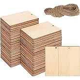 kukmakri 200 PCS Unfinished Wood Pieces – 2.5 x 3.5 inches Rustic Rectangular Wooden Cutouts with Holes, Blank Wood Tags, Ideal for Crafts, Ornaments & Custom Designs(0.08 inch Thickness)