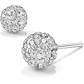 KUYLBUK 925 Sterling Silver Earrings for Women with 5-6mm Shiny Disco Ball Crystals Dangle Stud Earrings Woman Jewelry Christmas Gift