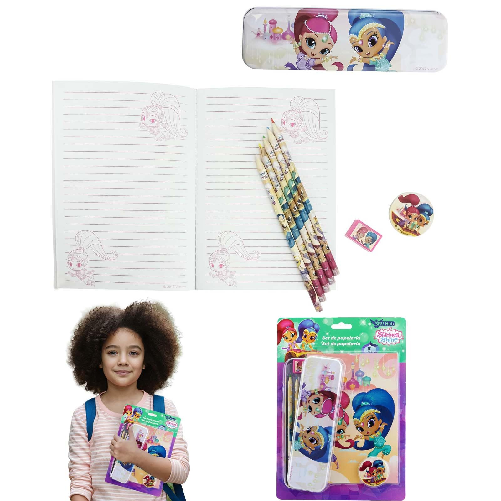 Licensed Stationery Set for Boys and Girls contains 9 Pieces Stationery item for School Going Kids 3+ Years with Disney characters Shimmer and Shine