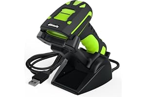 Alacrity 2D Industrial Wireless Barcode Scanner with Charging Stand, Bluetooth Drop Resistant, 1968 Feet Transmission Distance 433Mhz QR 1D Bar Code Reader