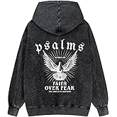 Graphic Hoodies for Men Women Unisex Washed Hoodie Oversized Sweatshirt Dove Faith Over Fear