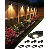 FabStyl Solar Fence Lights Outdoor, 3000/4500/6000K 3 Mode, Fence Lights Solar Powered for Outside Backyard, Railing, Step, Patio, Fence Post, Home Improvement Garden Decor，8 Pack
