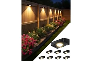 FabStyl Solar Fence Lights Outdoor, 3000/4500/6000K 3 Mode, Fence Lights Solar Powered for Outside Backyard, Railing, Step, Patio, Fence Post, Home Improvement Garden Decor，8 Pack