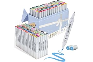 Arrtx 90 Colors Alcohol Markers, Brush and Fine Tip Dual Tip Professional Markers Set, 90 Pack Alcohol Based Art Markers for 