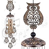 Bronze Owls Wind Chimes - Garden, Home & Patio, Balconies, Room, Indoor, Outdoor Decoration, Owl Windchimes Decor, Large Windchime, Outdoor Wind Catcher, Memorial Wind Bells Gifts for Mom & Women